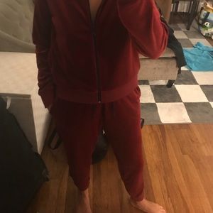 Nike red velour track suit bottoms